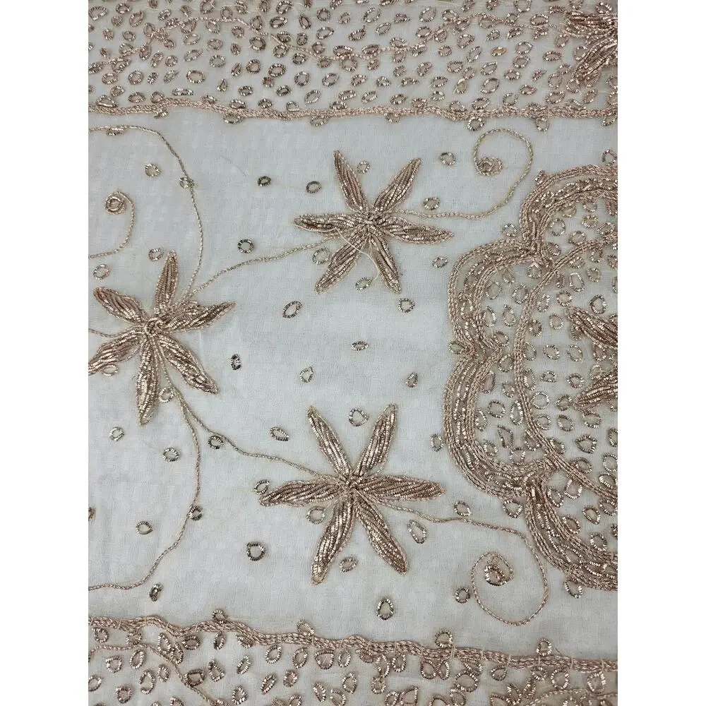 Table Runner and 2 Place Mats Embroidered Gold Beaded Accents, Indian or Persian